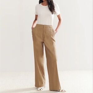 NWT! JENNI KAYNE Linen Keaton Trouser Pant in Khaki - 4